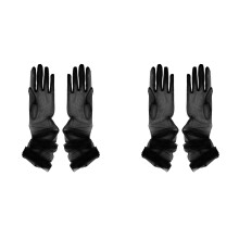 Elegant Long 70cm Wedding Gloves Breathable Mesh with-Black 70