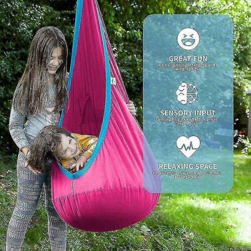 Altalena per bambini in cotone, sedia amaca per interni ed esterni, colore blu. 2