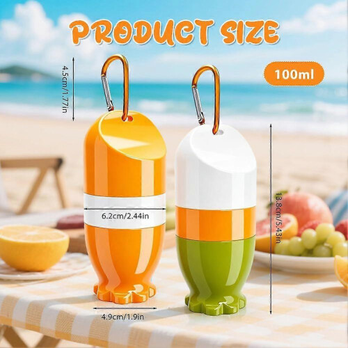 2 Pack Refillable Sunscreen Applicator Roller, 100ml Portable Sunscreen Lotion Roller with Carabiner Hook, Leak-Proof Sponge Applicator for 1