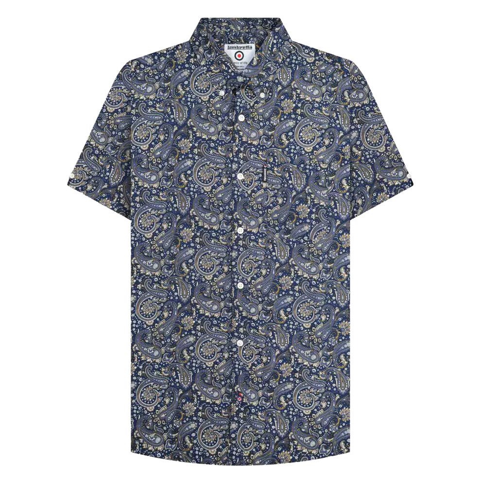 Lambretta (S, Navy) Mens Ss25 Paisley Shirt Blue,Multicoloured