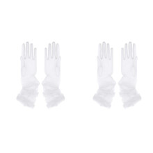 Long Mesh Gloves Camellia Decoration for Elegant Event-White 70