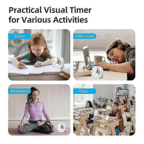 60-Minuten-Visual-Timer mit Nachtlicht, Countdown-Timer, Pomodoro-Timer mit Regenbogenmuster für Kinder 2