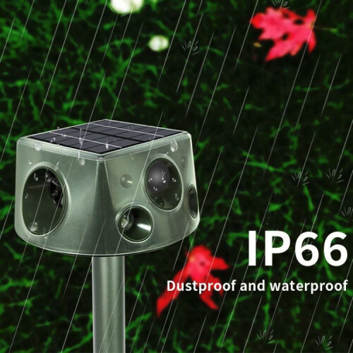 Four-Sided Solar Animal Repeller Bird Repeller Ultrasonic Rat Repeller(As Show) 2