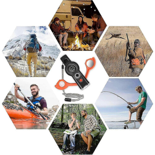 7-in-1 Emergency Survival Function Whistle, Outdoor Multifunctional tool Safety Whistle with Lanyard 2