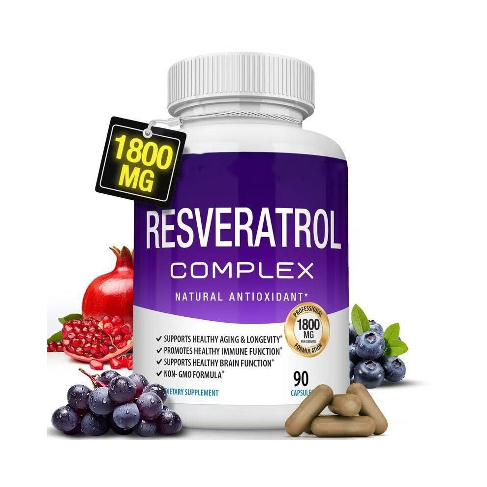 Red Resveratrol Health Supplement 1800 Mg Antioxidant - Complex Highly Potent Natura