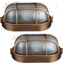 Ensemble de 2 appliques murales ovales d'extérieur, style rétro, en aluminium avec verre dépoli, culot E27 60 W max