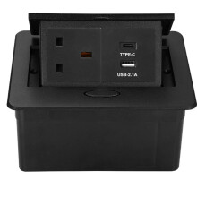 Silberfarbene versenkbare Steckdose 13 A Typ-C USB Schreibtisch-Pop-Up