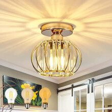 Plafonnier rétro en métal et cristal, douille E27, intensité variable, 22 cm, pour couloir, salon, chambre