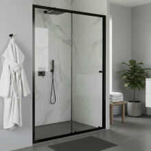 Baridi Sliding Shower Door 1200 x 1850mm, 6mm Tempered Glass, Black DH295