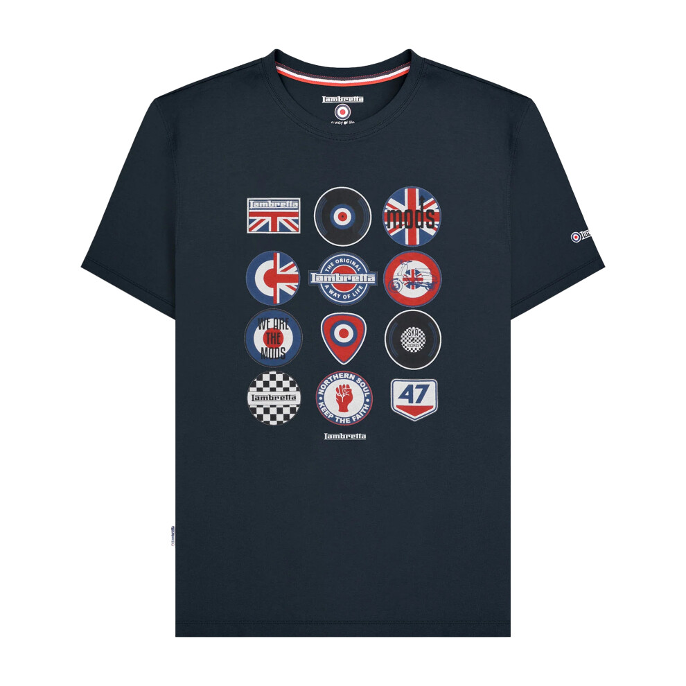 Lambretta (4Xl, Navy) Mens Ss25 Badge T-Shirt Blue,Multicoloured