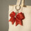 Shining Fabric Bowknot Keychain Secure Alloy Hook-Silver 2
