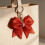 Shining Fabric Bowknot Keychain Secure Alloy Hook-Silver 6