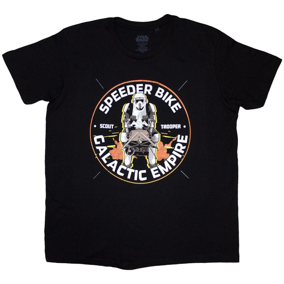 Star Wars (L, Black) Unisex Adult Speeder Bike Galactic Empire T-Shirt