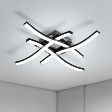 Plafonnier LED noir moderne 24 W, éclairage blanc froid pour salon, chambre, cuisine