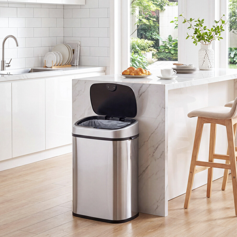 Homcom Sensor Dustbin Touchless Trash Can Automatic Stainless Steel 58L