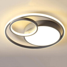 Plafonnier LED rond moderne, gris, à intensité variable (3 couleurs), idéal pour îlot de cuisine, bar, restaurant