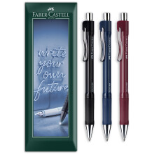 Faber-Castell Beyond Ball Retractable Ballpoint Pen Black, Blue, Red