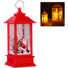 Vintage kerstlantaarns met kerstmanmotief, LED-kaars op batterijen voor kerstdecoratie, tuintafeldecoratie (rood, elegant ontwerp)