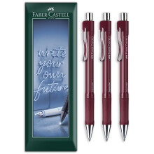 Faber-Castell Beyond Ball Retractable Ballpoint Pen Red Pack of 3