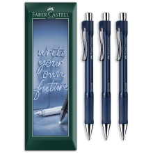 Faber-Castell Beyond Ball Retractable Ballpoint Pen Blue Pack of 3