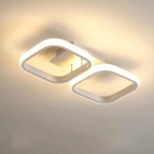 Plafonnier LED blanc minimaliste carré moderne à 2 têtes, lumière blanche pour salon, cuisine, chambre