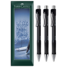 Faber-Castell Beyond Ball Retractable Ballpoint Pen Black Pack of 3