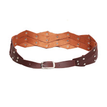Modern Double Buckles PU Belt Unisex Anime Style Fashion-Coffee