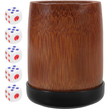 Juego de vasos de bambú para guardar dados, soporte para dados de bar, 5 accesorios para juegos de dados, vaso mezclador