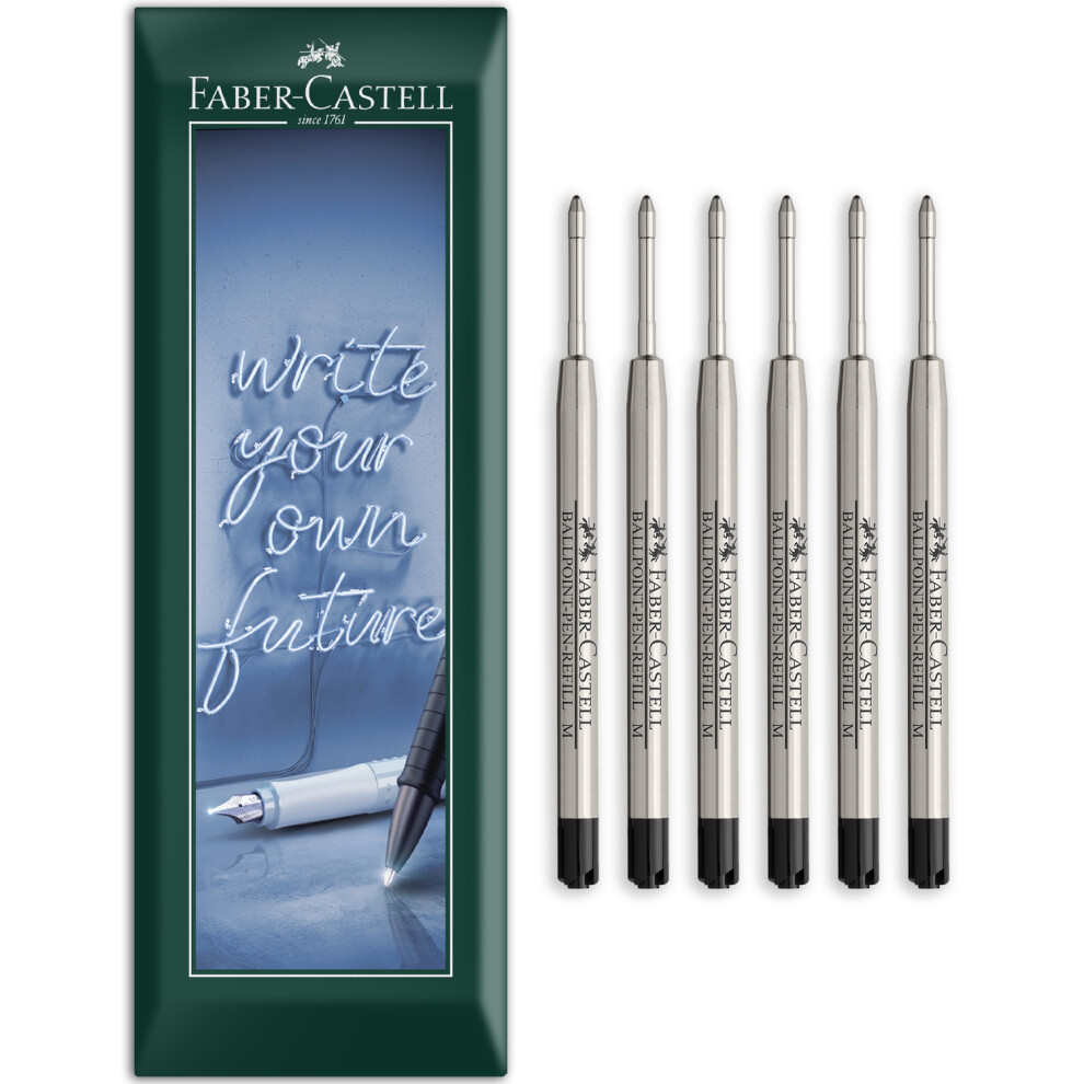 Faber-Castell Ballpoint Pen Refill Medium Nib Black Pack Of 6