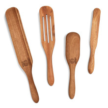 Vielseitiges Kochgeschirr, ergonomisches Design, Spurtle-Set, 4-teilig, geschwungene Form für optimale Erreichbarkeit von Randbereichen, geeignet