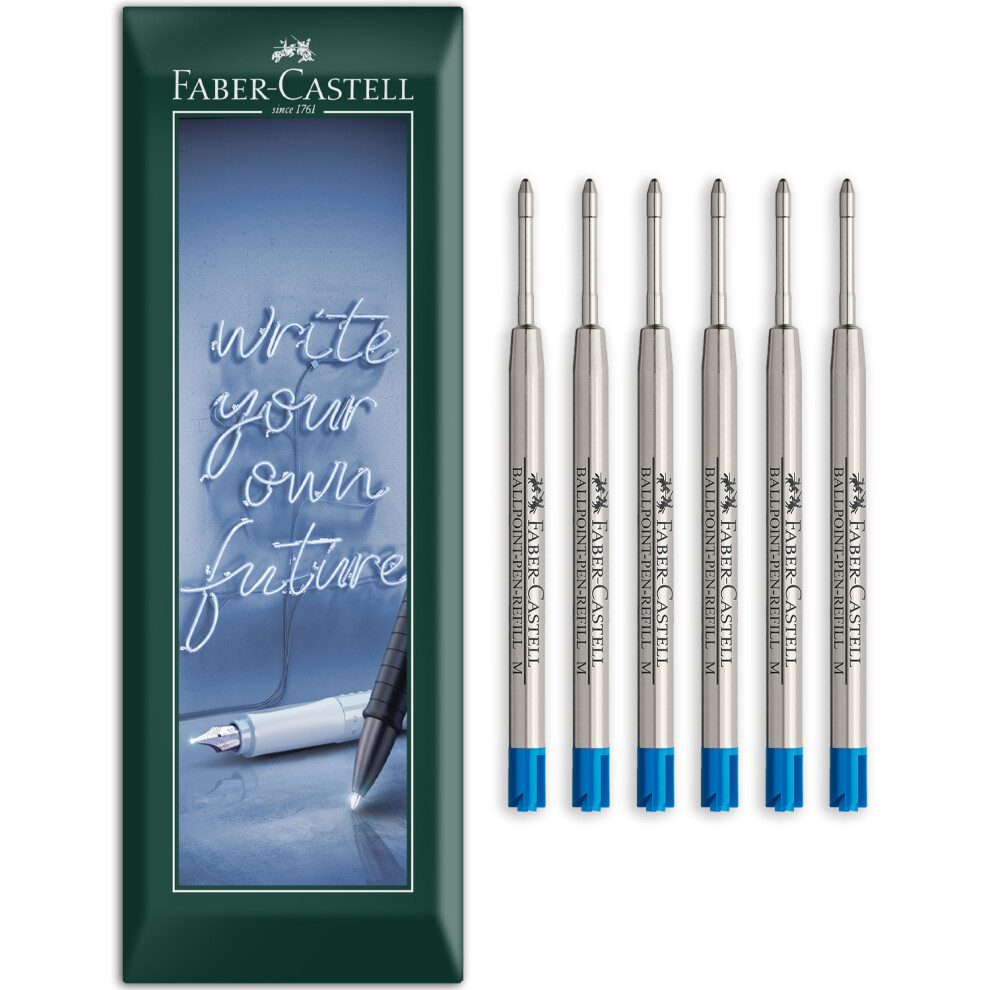 Faber-Castell Ballpoint Pen Refill Medium Nib Blue Pack Of 6