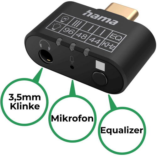Hama Audio-Adapter USB-C zu 3,5mm Klinke mit Equalizer + Mikrofon 1