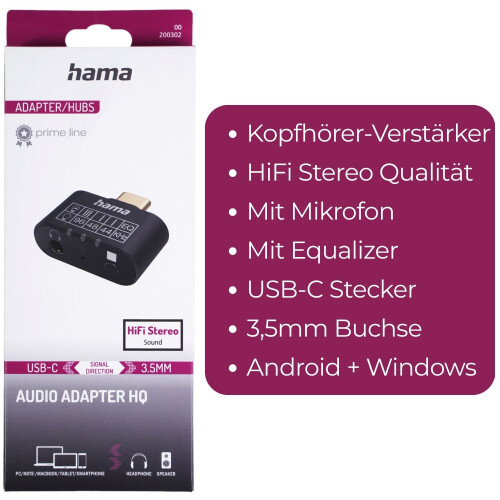 Hama Audio-Adapter USB-C zu 3,5mm Klinke mit Equalizer + Mikrofon 2