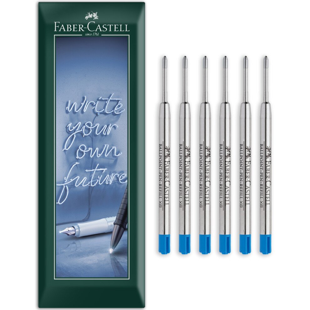 Faber-Castell Ballpoint Pen Refill Xb Extra Broad Nib Pack Of 6 Blue
