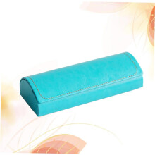 Scatola per occhiali da sole in similpelle blu PU, portatile, con interno in peluche, semplice ed elegante.