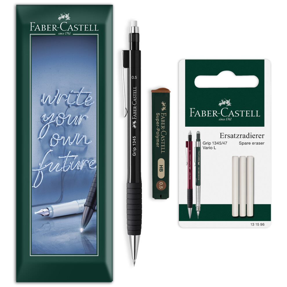 Faber-Castell Grip 1345 Mechanical Pencil Set Leads, Refills Black