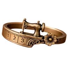 Creative Sewing Machine Ring with Tape Measure and Flower-6