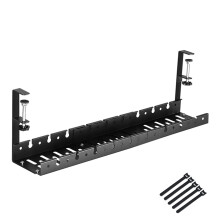 Robustes Kabelmanagement-Tablett aus Metall-Schwarz 40 bis 78 cm
