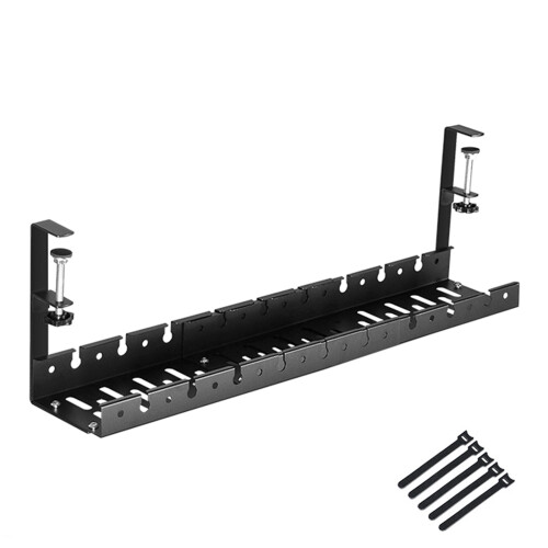 Robustes Kabelmanagement-Tablett aus Metall-Schwarz 40 bis 78 cm