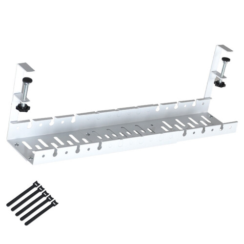 Adjustable Under Desk Cable Holder Management-White 30 to 54cm