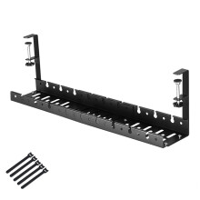 Adjustable Under Desk Cable Management Tray-Black 30 to 54cm