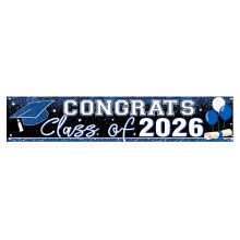 Elegant Black Gold Graduation Banners Backdrops-blue and white