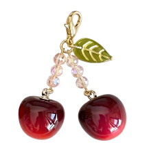 Sweet Cherry Design Acrylic Bag Charm Key Chain-Dark Red