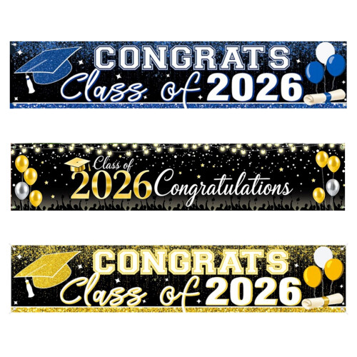 2026 Graduation Decorations Banners Quality-black and white 1