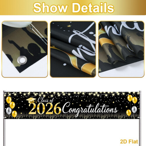 2026 Graduation Decorations Banners Quality-black and white 2