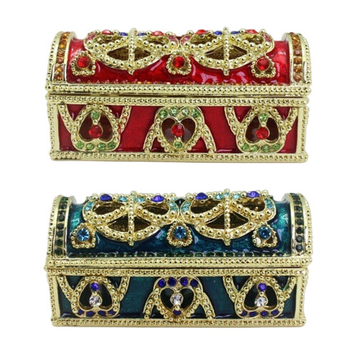 Ornate Alloy Storage Box Intricate Floral Pattern And-Blue 1