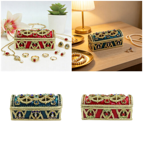 Ornate Alloy Storage Box Intricate Floral Pattern And-Blue 2