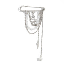 Trendy Pearls Snake Brooch Badge Pin And Fringe Chain For