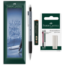 Faber-Castell Grip 1345 Mechanical Pencil Set Eraser, Leads Stone Grey