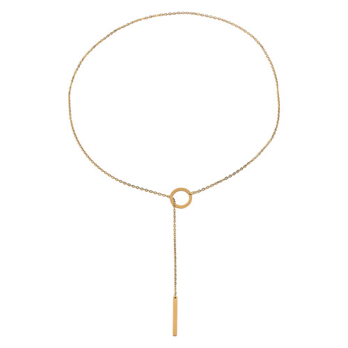 Trendy Circular Pendant Necklace Adjustable Length-Gold